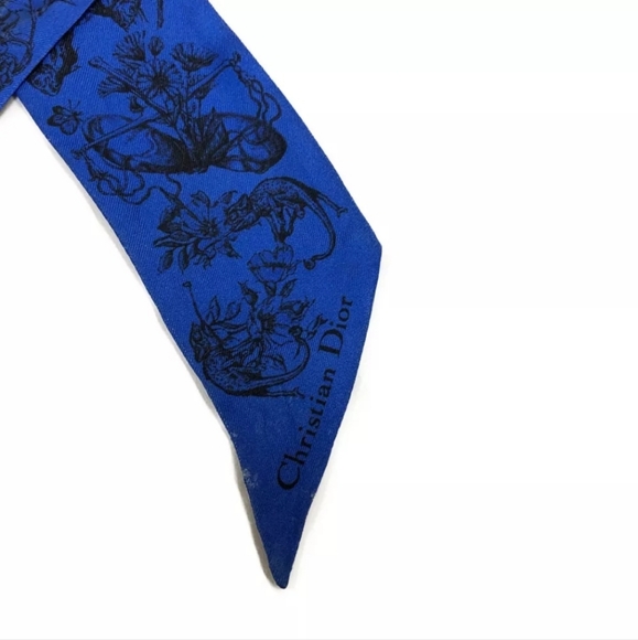 Aut Christian Dior Mitzah Blue Silk Bandeau - Picture 5 of 7